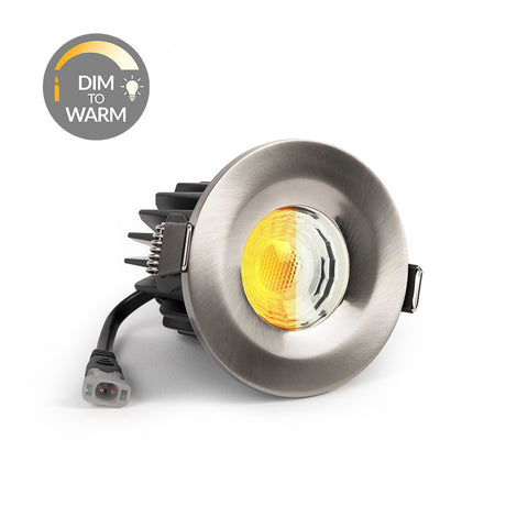 Brushed Chrome CCT Dim To Warm Fire Rated LED Dimmable 10W IP65 Downlight - SE Home