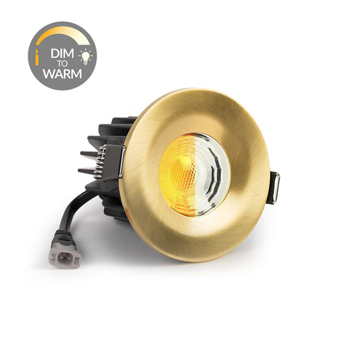 Brushed Gold CCT Dim To Warm Fire Rated LED Dimmable 10W IP65 Downlight - SE Home