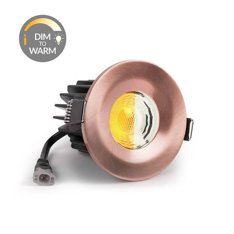 Brushed Copper CCT Dim To Warm Fire Rated LED Dimmable 10W IP65 Downlight - SE Home