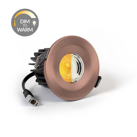 Satin Rose Gold CCT Dim To Warm Fire Rated LED Dimmable 10W IP65 Downlight - SE Home