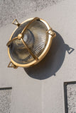 Carlisle Lacquered Brass IP66 Half Cover Prismatic Glass Wall Light - The Outdoor & Bathroom Collection - SE Home