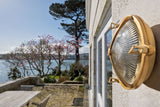 Carlisle Lacquered Brass IP66 Half Cover Prismatic Glass Wall Light - The Outdoor & Bathroom Collection - SE Home
