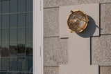 Carlisle Grid Prismatic Glass Lacquered Brass IP66 Bulkhead Wall Light - The Outdoor & Bathroom Collection - SE Home