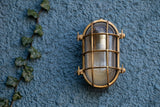 Flaxman Lacquered Brass IP66 Bulkhead Outdoor & Bathroom Wall Light