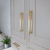 Hexagonal Brass Cupboard Bar Handle With Back Plate - Satin Brass - Hole Centre 160mm - SE Home