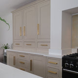 Hexagonal Brass Cupboard Bar Handle With Back Plate - Satin Brass - Hole Centre 160mm - SE Home