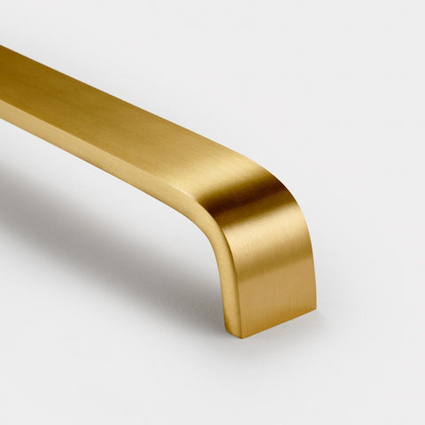 Handles Wide Curved Brass Cupboard Bar Handle - Satin Brass - Hole Centre 448mm
