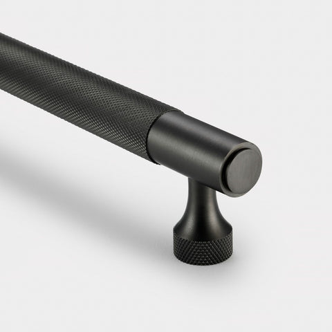 Knurled Brass Cupboard Bar Handle - Gunmetal Grey - Hole Centre 160mm - SE Home