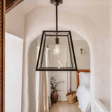 Geo Trapeze Metal and Glass Lantern Pendant Light