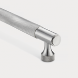 Knurled Brass Cupboard Bar Handle - Silver - Hole Centre 160mm - SE Home