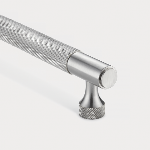 Knurled Brass Cupboard Bar Handle - Silver - Hole Centre 160mm - SE Home