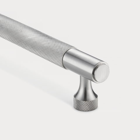 Knurled Brass Cupboard Bar Handle - Silver - Hole Centre 160mm