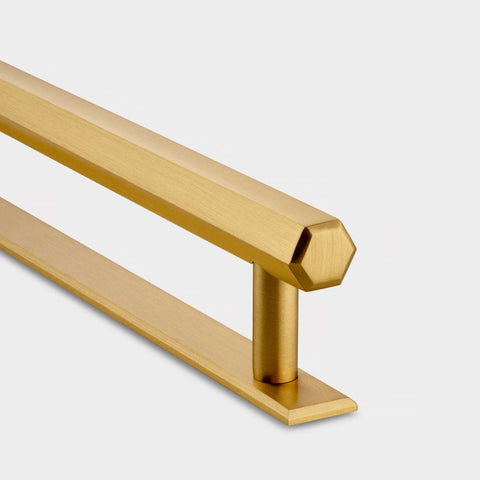 Hexagonal Brass Cupboard Bar Handle With Back Plate - Satin Brass - Hole Centre 160mm - SE Home