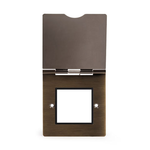 Screwless Antique Brass 13A 1 Gang Euromod Floor Plug Socket - SE Home