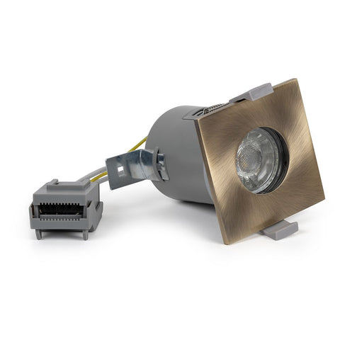 Brushed Brass GU10 Fire Rated IP65 Square Downlight SE Home
