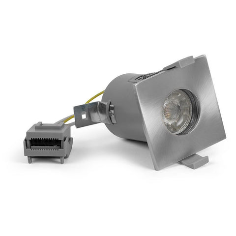 Brushed Chrome GU10 Fire Rated IP65 Square Downlight - SE Home