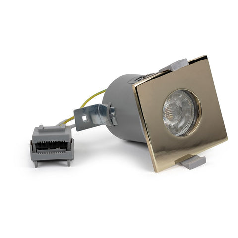 Polished Brass GU10 Fire Rated IP65 Square Downlight - SE Home