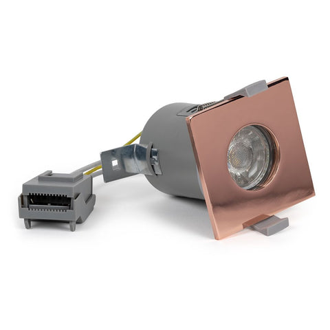 Copper GU10 Fire Rated IP65 Square Downlight