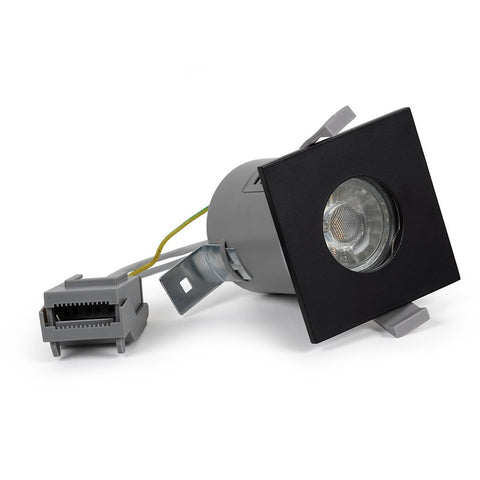 Matt Black GU10 Fire Rated IP65 Square Downlight