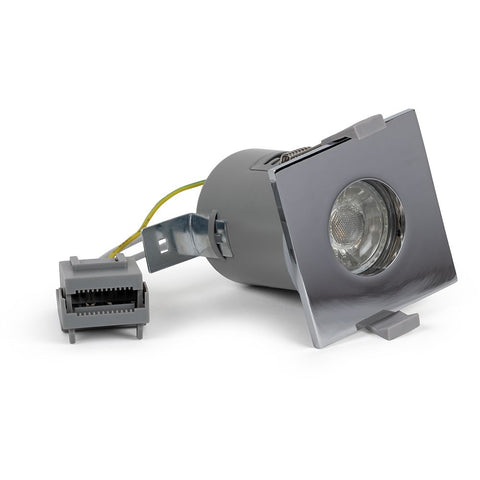 Polished Chrome GU10 Fire Rated IP65 Square Downlight