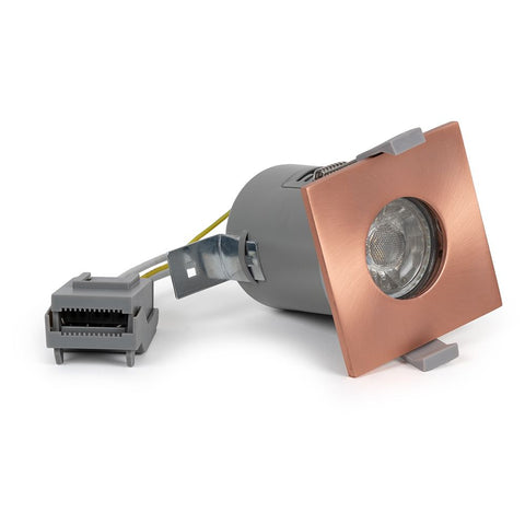 Rose Gold GU10 Fire Rated IP65 Square Downlight