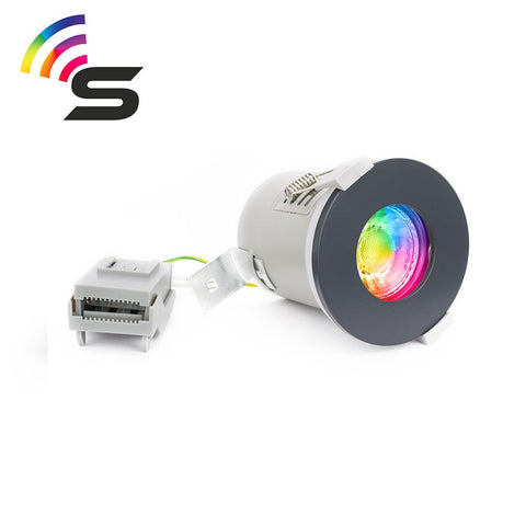 Anthracite Fire Rated Colour Changing Smart LED IP65 Downlight