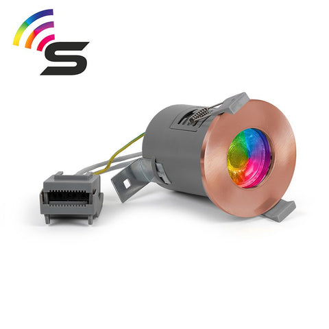 Rose Gold Fire Rated Colour Changing Smart LED IP65 Downlight - SE Home