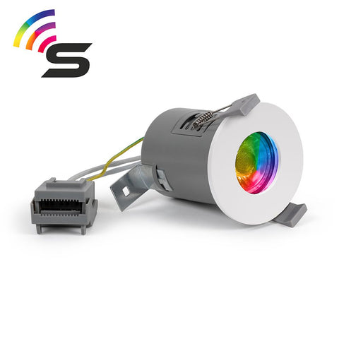 White Fire Rated Colour Changing Smart LED IP65 Downlight