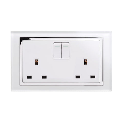 Retrotouch Crystal Crystal CT 13A DP Double Plug Socket with Switch White