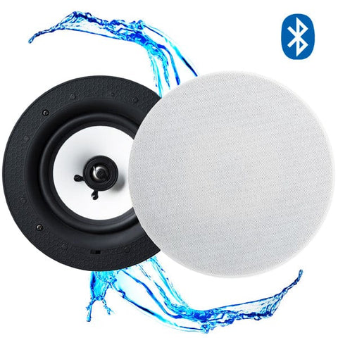 Lithe Audio 6.5" IP44 Waterproof Wireless Bluetooth Ceiling Speaker (BATHROOM PAIR - MASTER & SLAVE) - SE Home