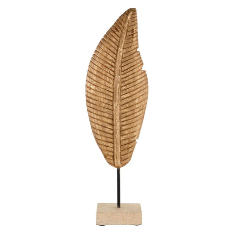 Gold Feather On Woooden Stand - SE Home