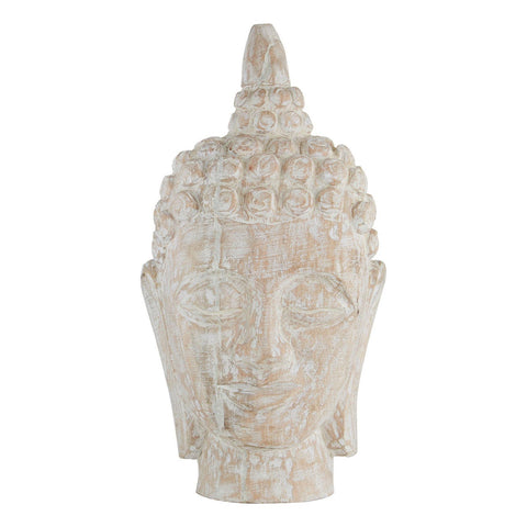Mango Wood White Wash Buddha Head - SE Home