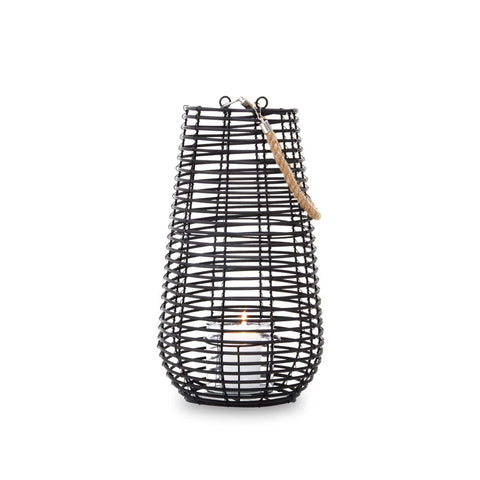 Basil Large Black Rattan Lantern - SE Home