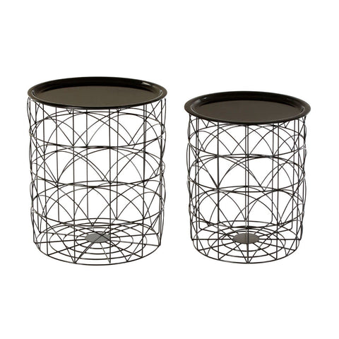 Kitchen & Dining Room Tables Black Wire Basket Tables Set Of 2