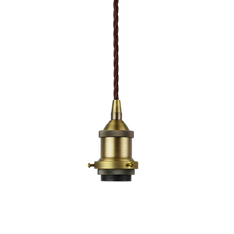 Matt Antique Brass Decorative Bulb Holder with Brown Twisted Cable - SE Home