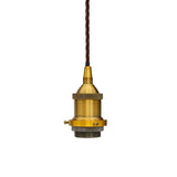 Antique Gold Decorative Bulb Holder with Brown Twisted Cable - SE Home