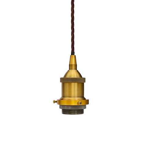 Antique Gold Decorative Bulb Holder with Brown Twisted Cable - SE Home