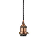 Matt Antique Copper Decorative Bulb Holder with Black Twisted Cable - SE Home