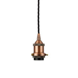 Matt Antique Copper Decorative Bulb Holder with Black Twisted Cable