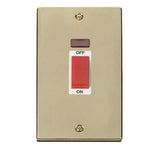 Polished Brass 2 Gang Size 45A Switch With Neon - White Trim - SE Home