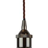 Black Nickel Decorative Bulb Holder with Brown Twisted Cable - SE Home