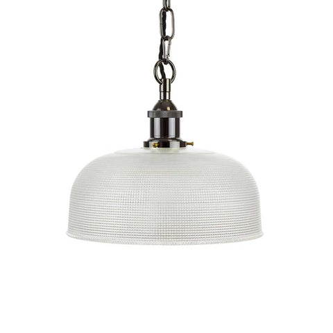 Du Maurier Prismatic Stepped Dome Glass Pendant Light - Black Nickel