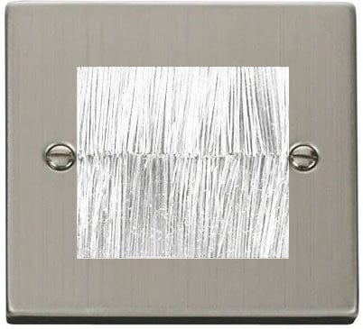 Stainless Steel - White Inserts Stainless Steel Brush Outlet Plate - White Brush