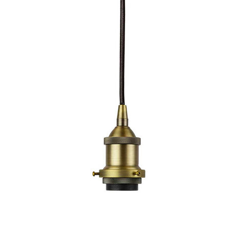 Matt Antique Brass Decorative Bulb Holder with Black Round Cable