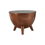 Crest Copper Finish White Marble Top Table - SE Home