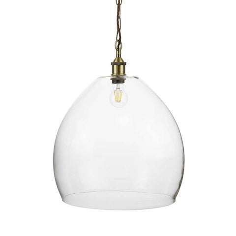 Harington Clear Dome Glass Pendant Light - Antique Brass - SE Home