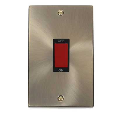 Antique Brass 2 Gang Size 45A Switch - Black Trim - SE Home