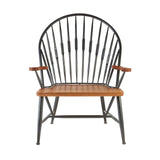 New Foundry Walnut Wood And Metal Armchair - SE Home