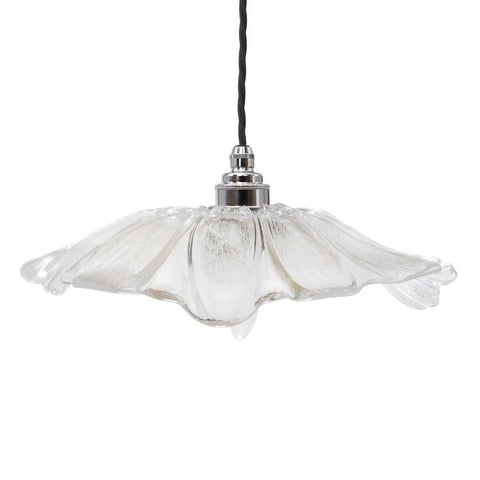 Organic Fleur Glass Pendant Light - Nickel