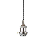 Nickel Decorative Bulb Holder with Grey Twisted Cable - SE Home